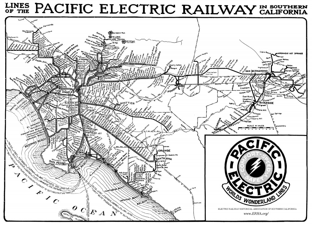 Historic Map of the Pacific Electric Red Car Line